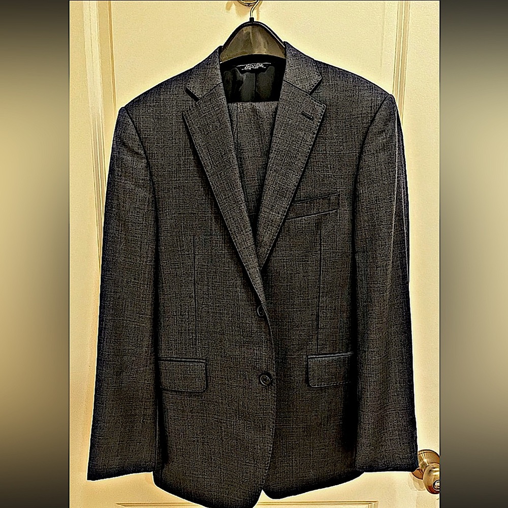 Charcoal Gray / Grey FULL SUIT 40 SHORT DOUBLE VENT 40S 30W